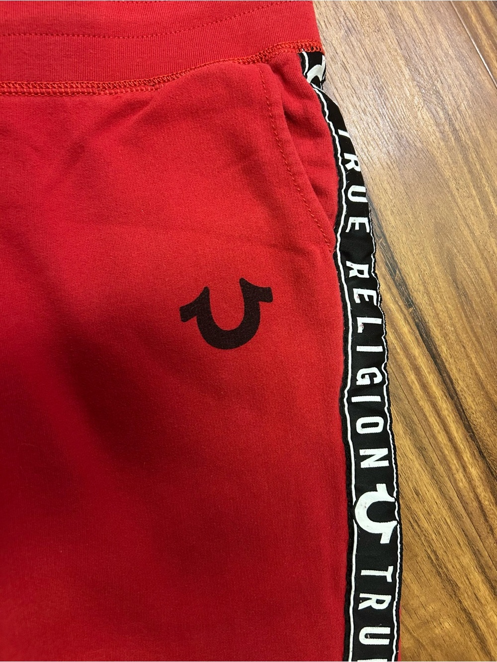 True Religion women’s Red Hoodie & Jogger Set with Black Accents - Picture 4 of 7